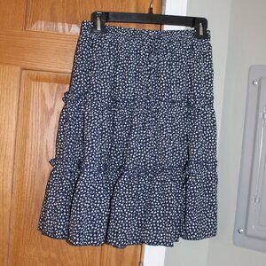 SHEIN Brand Women's Blue and White Floral Ruffle Skirt - Size Small
